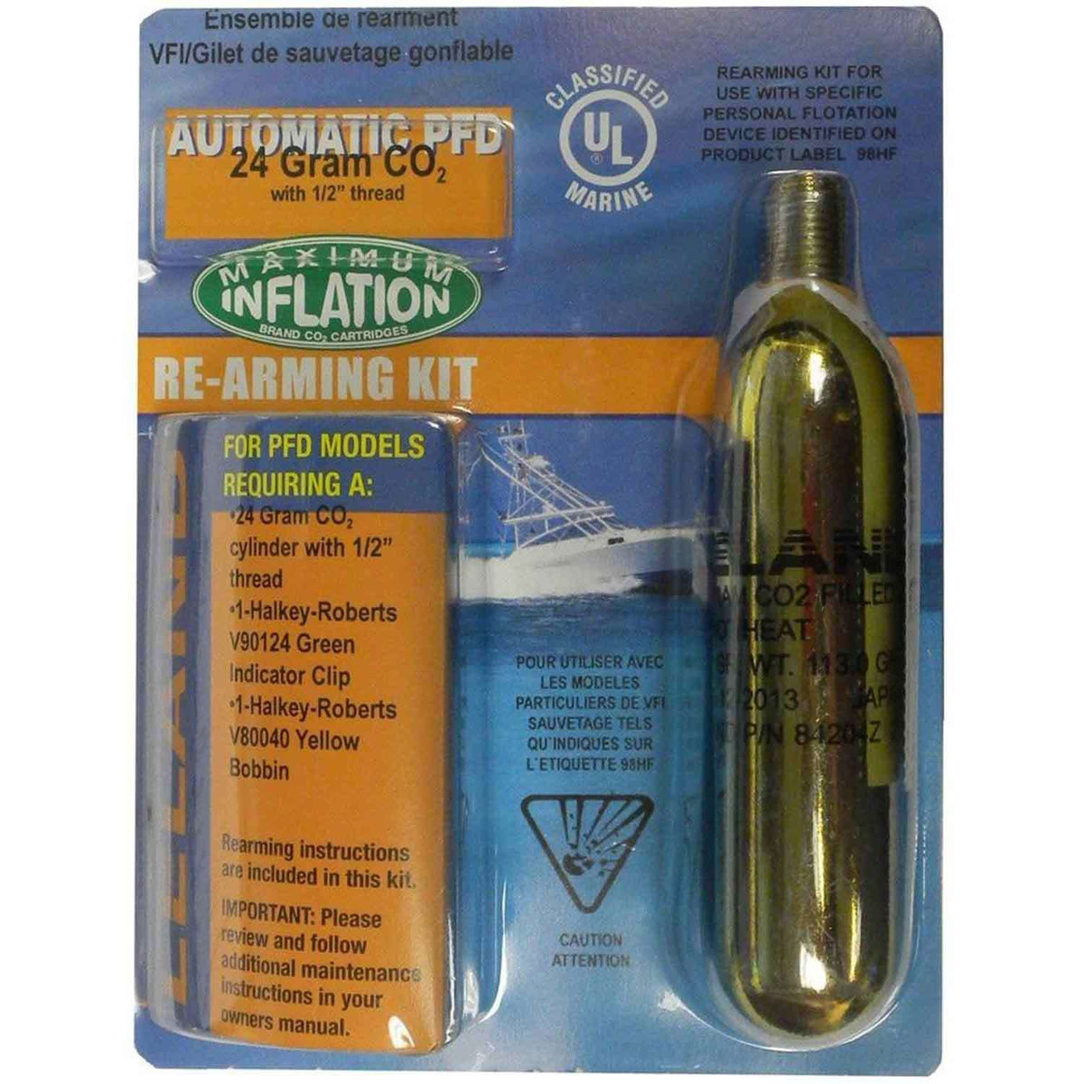 LELANDInflatable Life Jacket Rearming Kit, Automatic, 24 g., 1/2" Thr Marine Supplies USA