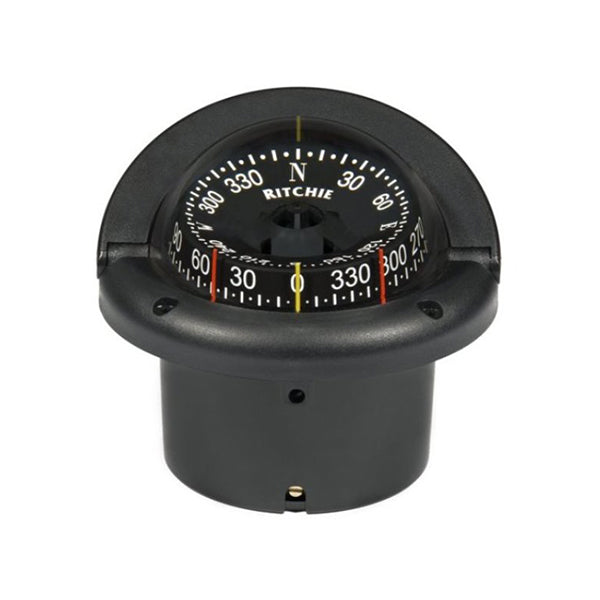 Product images carousel, showing slide 1 of 1 RITCHIE NAVIGATION–Flush-Mount Helmsman Compass, 3-3/4" CombiDamp Dial, Black  (5)- 5879606