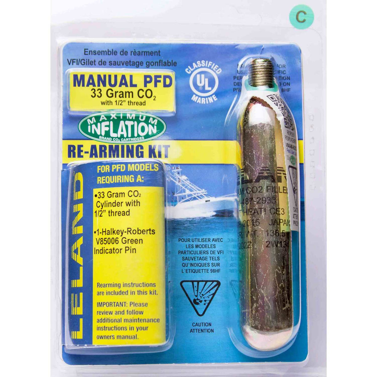 LELAND–Inflatable Life Jacket Rearming Kit, Manual, 33 g., 1/2