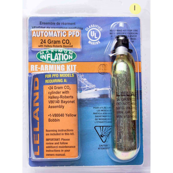 LELAND–Inflatable Life Jacket Rearming Kit, Automatic, 24 g., 1/2" Bayonet   8846917