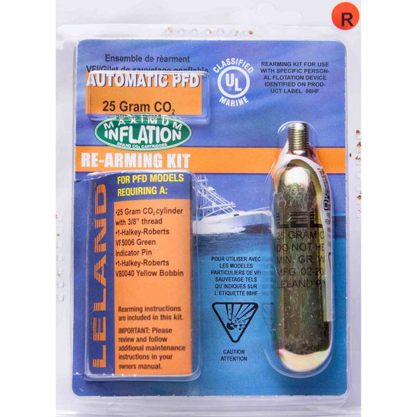 LELAND–Inflatable Life Jacket Rearming Kit, Automatic, 25 g., 3/8" Threaded-  6997308